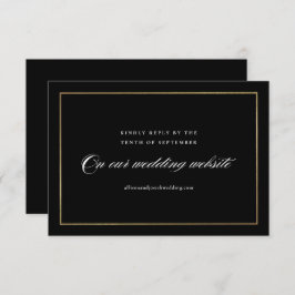 Cartão RSVP Site de Casamento Dourado de Script Elegante Cláss
