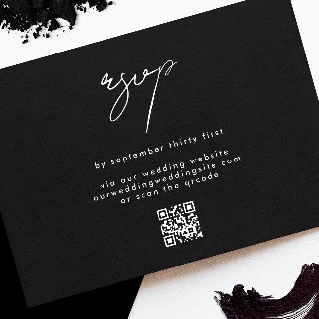 Cartão RSVP Site de Casamento Elegante de CÓDIGO QR Premium (Criador carregado)
