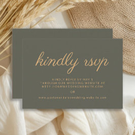 Cartão RSVP Site de casamento em verde oliva Por favor, respon