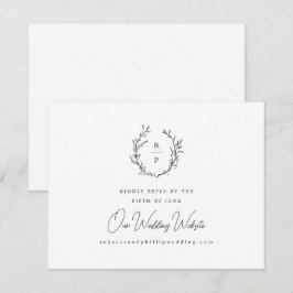 Cartão RSVP Site de Casamento Formal com Monograma Elegante
