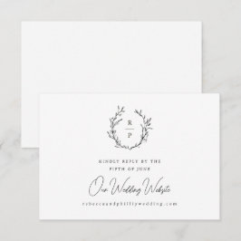 Cartão RSVP Site de casamento formal com monograma elegante