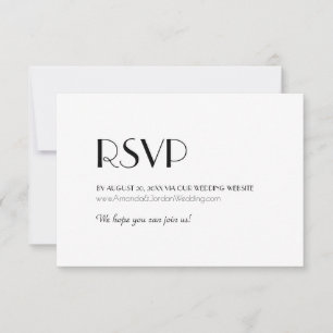 Cartão RSVP Site de Casamento Minimalista Arte Deco Moderno