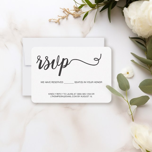 Cartão RSVP Site de casamento moderno minimalista e elegante (Customizable rsvp reserved seat wedding website response card.)