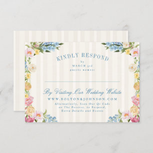 Cartão RSVP Site de casamento online da French Blue Floral Vin