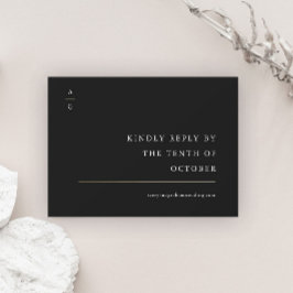 Cartão RSVP Site de Casamento Preto e Branco Moderno e Elegant