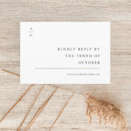 Cartão RSVP Site de Casamento Preto e Branco Moderno e Elegant
