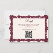Site de Casamento QR com Renda Ivory Burgundy Vito