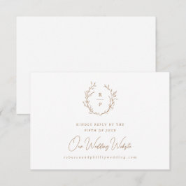 Cartão RSVP Site de Noivado Formal com Monograma Elegante