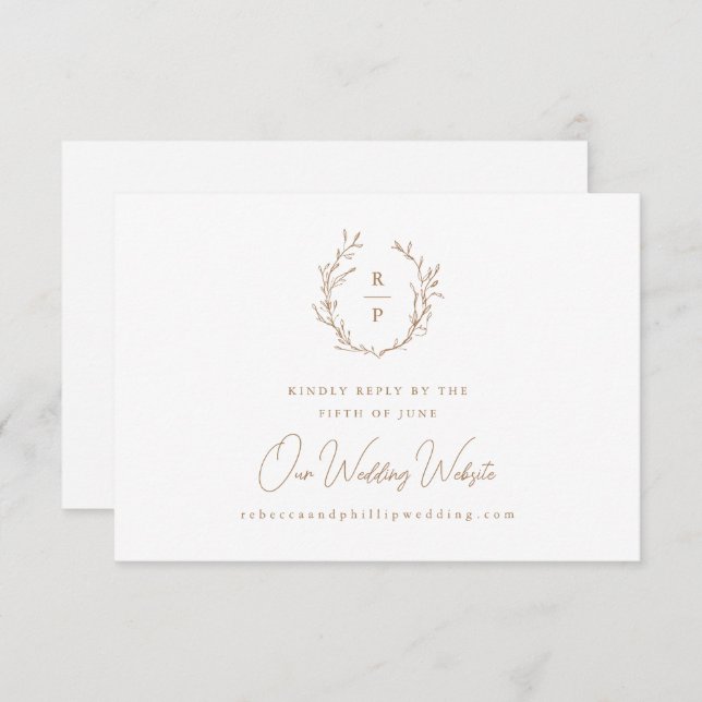 Cartão RSVP Site Formal de Casamento do Monograma Elegante (Frente/Verso)