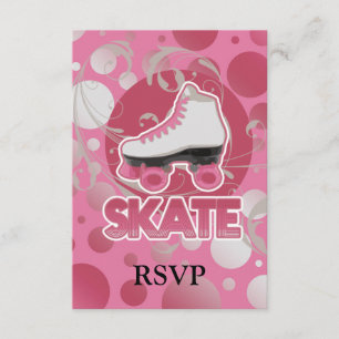 Cartão RSVP Skate do cilindro de espiral da bolha rosa, inclin