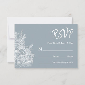 Cartão RSVP Slate Blue French Country Wedding