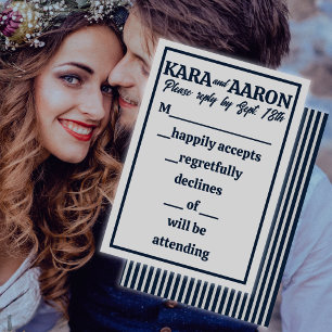 Cartão RSVP Slate Blue no casamento da Edwardian com a Cinza