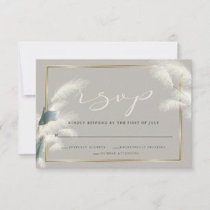 Cartão RSVP Smokey Teal Anthurium Capim-dos-pampas