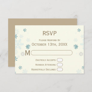 Cartão RSVP Snowflake Ivory Winter Wonderland Wedsite
