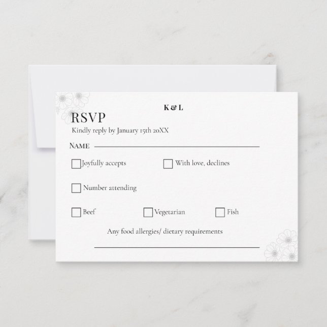 Cartão RSVP Soft Bloom Elegance / Minimalist Floral Wedding  (Frente)