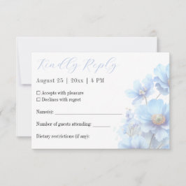 Cartão RSVP Soft Blue Himalayan Poppy Flower Garden Wedding 