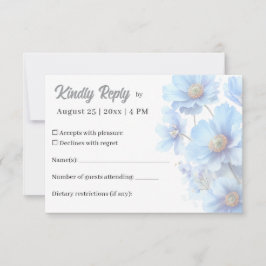 Cartão RSVP Soft Blue Himalayan Poppy Flower Garden Wedding 
