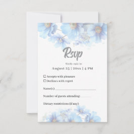 Cartão RSVP Soft Blue Himalayan Poppy Flower Garden Wedding 