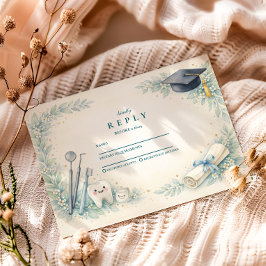 Cartão RSVP Soft Blue White Coat Dentist Graduation