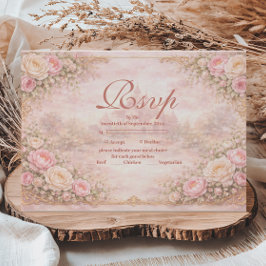 Cartão RSVP Soft Blush Rose Garden Quinceañera