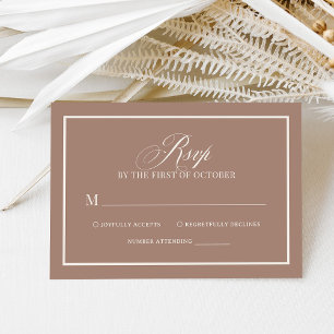 Cartão RSVP Soft Mocha Taupe Luxuoso Neutro Casamento