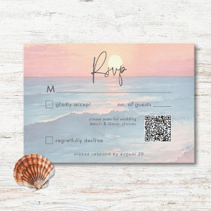 Cartão RSVP Solário do Oceano Moderno Waterset Watercolor Beac