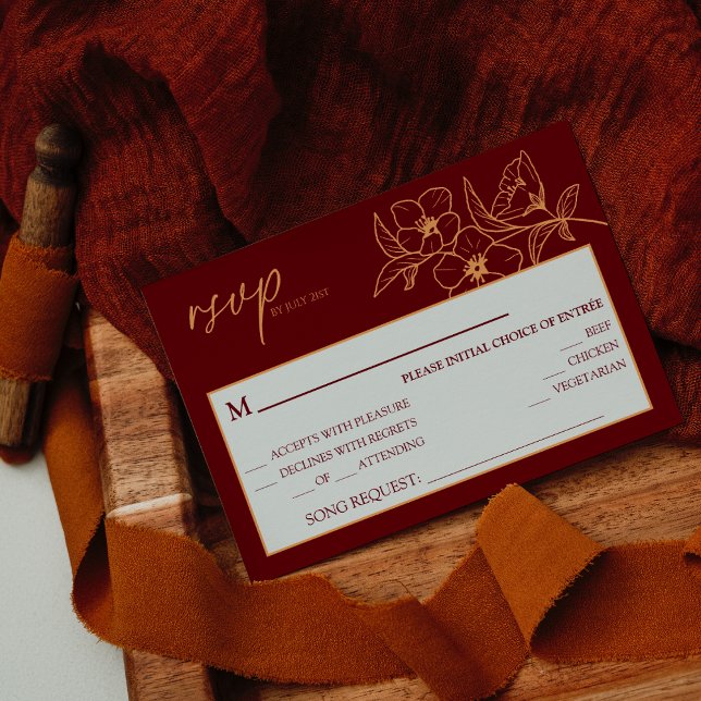 Cartão RSVP Solicitação de Música Floral de Casamento Floral D (Criador carregado)