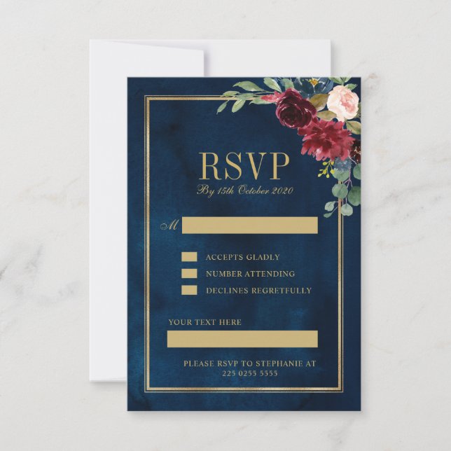 Cartão RSVP solicitação personalizada (Frente)
