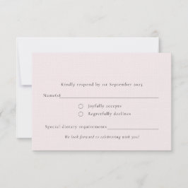 Cartão RSVP Sólido Mínimo Mínimo Simples, Rosa-Esbranquiçado P