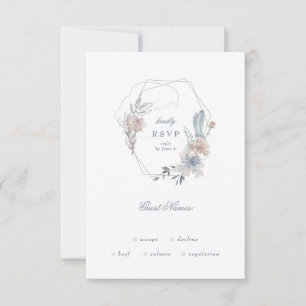 Cartão RSVP Solo Floral Romântico Monograma de Aquarela