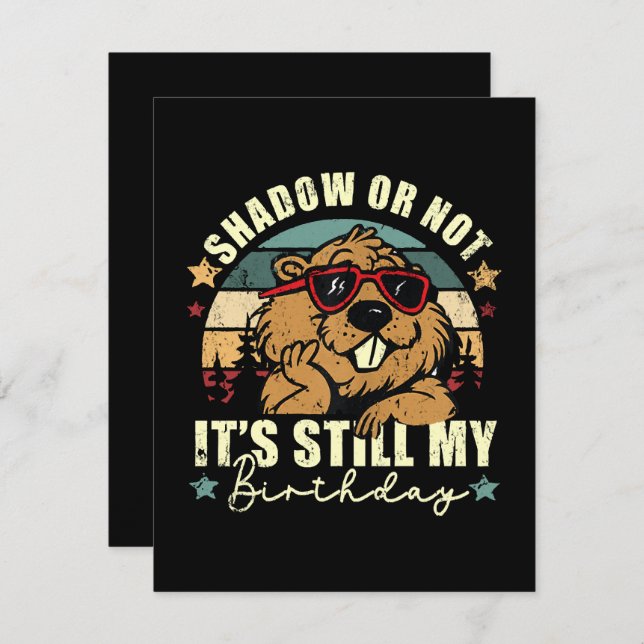 Cartão RSVP sombra ou não, ainda é meu aniversário (Frente/Verso)