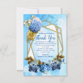 Cartão RSVP Sombras das Hydrangeas de Aquarela AzulObrigado Ca