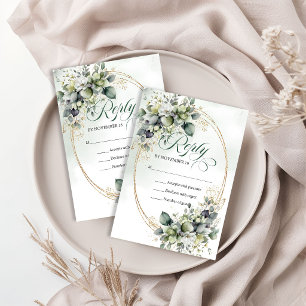 Cartão RSVP Sonho de Água Botânica Colorida Boho Casamento Ver