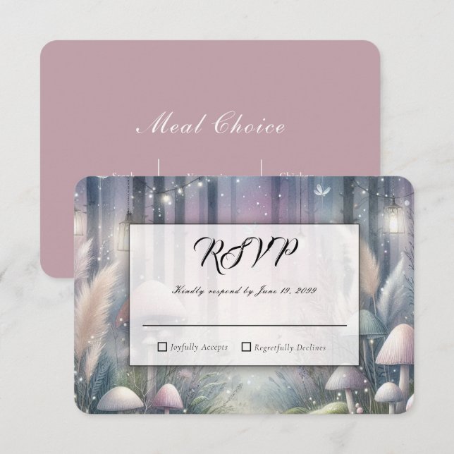 Cartão RSVP Sonhos à Luz de Lanterna Floresta Encantada Casame (Frente/Verso)