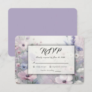 Cartão RSVP Sonhos Diurnos de Prado de Flores Silvestres Macia