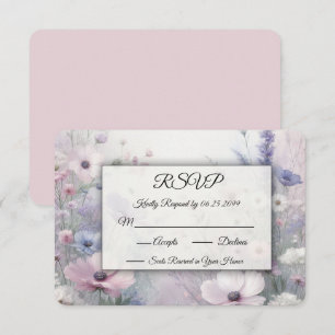 Cartão RSVP Sonhos Diurnos de Prado de Flores Silvestres Suave