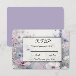 Cartão RSVP Sonhos Diurnos de Prado de Flores Silvestres Suave