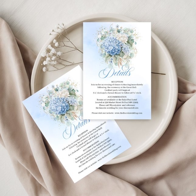 Cartão RSVP Sophisticated Blue Flowers Eucalyptus details card (Sophisticated Blue Flowers Eucalyptus details card)
