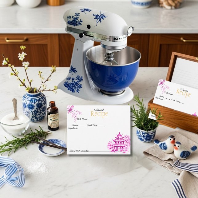 Cartão RSVP Special Recipe Chinoiserie Pink Card (Special Recipe Chinoiserie Pink Card)