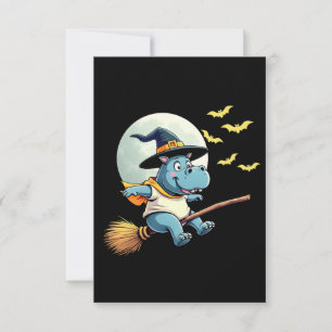 Cartão RSVP Spooky Pastel Halloween Baby Moo Deng Hippo