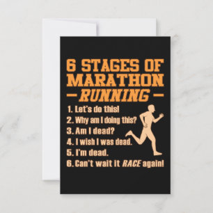 Cartão RSVP Stages Of Marathon Running Sarcastic Runner Graphi