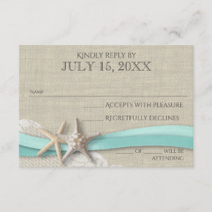 Cartão RSVP Starfish e Lace Rustic Response Card