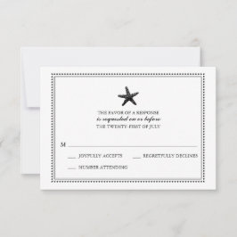 Cartão RSVP Starfish preto gracioso | VP de Casamento