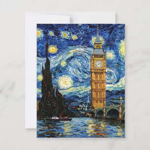 Cartão RSVP Starry Night Big Ben London Inglaterra