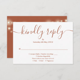 Cartão RSVP String Lights Terracotta Script Meia Escolha