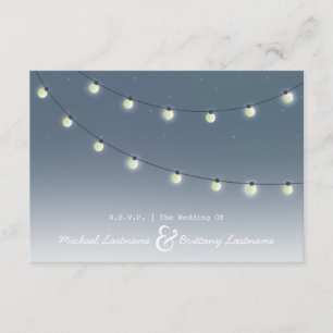 Cartão RSVP String of Lights Outdoor Noturno Wedding R.S.V.P.
