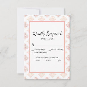 Cartão RSVP Suave Rosa Pêssego Damask