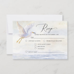 Cartão RSVP Summer Beach Ocean Watercolor Bird Código QR Casam