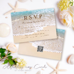 Cartão RSVP Summer Blue Ocean Waves Casamento Tropical Praia