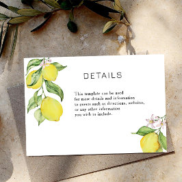 Cartão RSVP Summer lemons Wedding details card